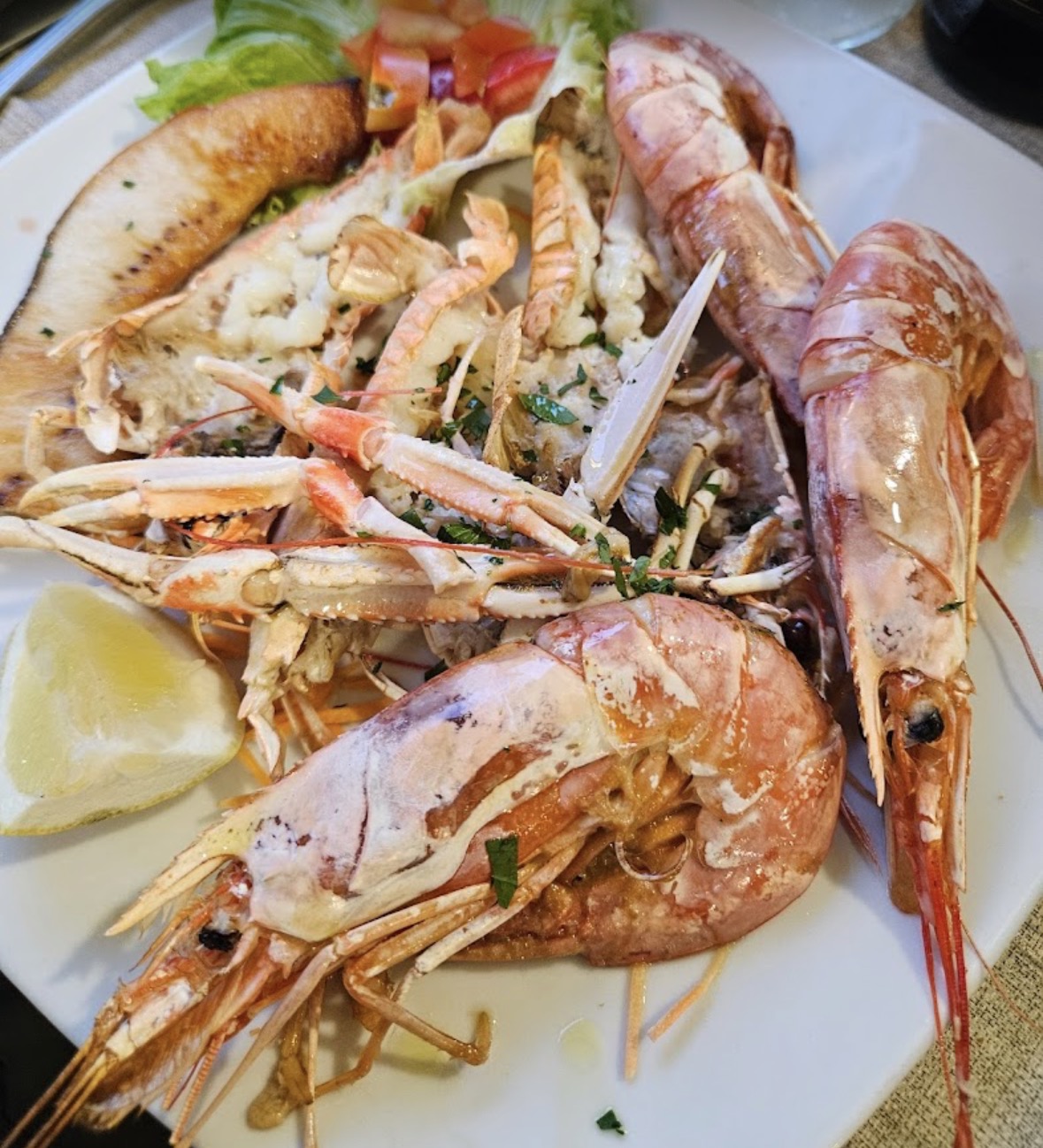 Crostacei e scampi al vapore